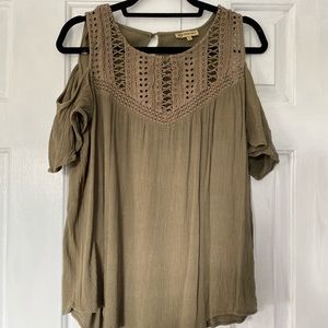 Pretty Olive Cold Shoulder Top